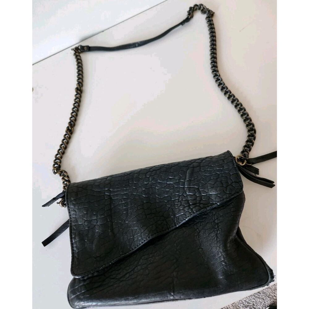 Maxon Collection Black ITALIAN NAPPA LEATHER Crossbody w Strap bag purse